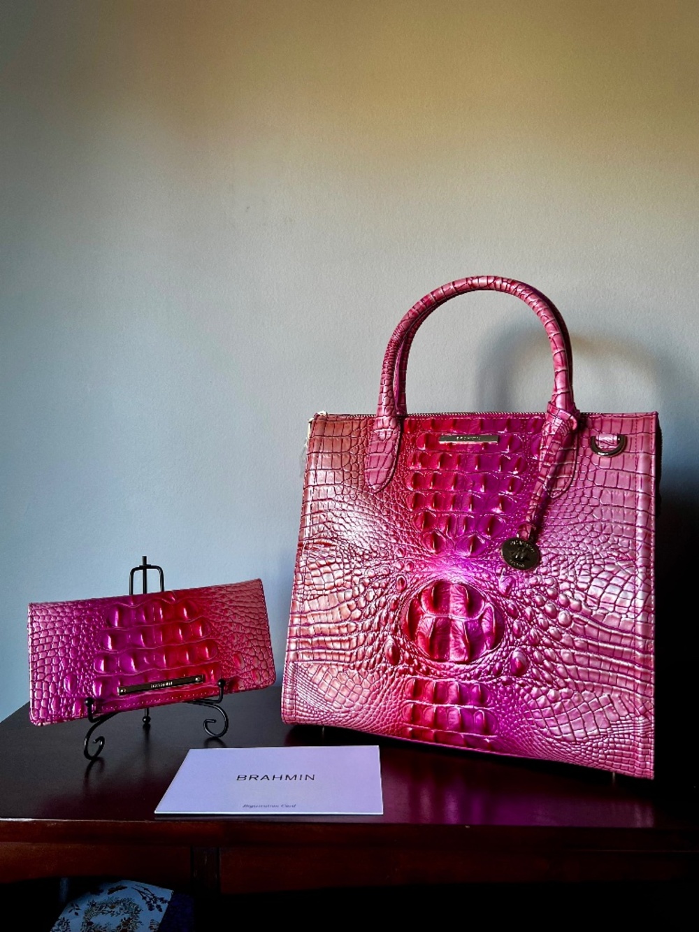 💘 NWT Brahmin Caroline Cupid Ombre satchel and matching wallet